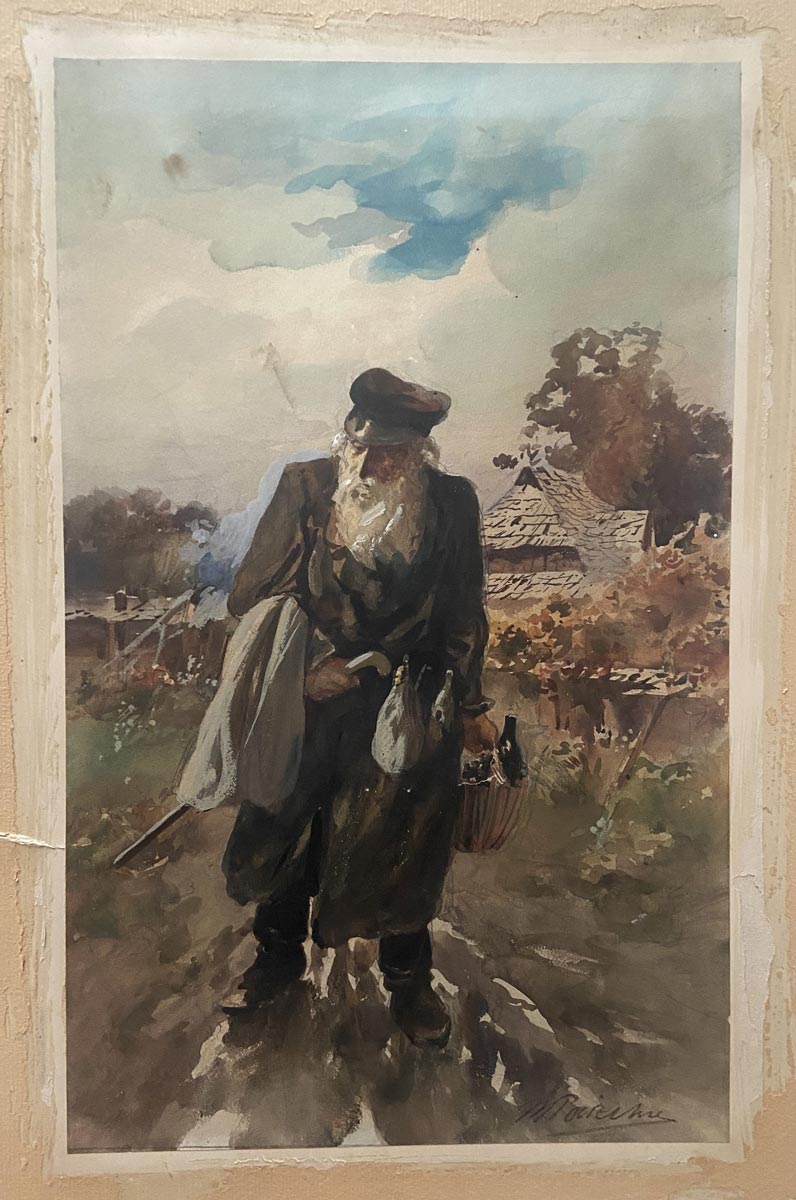 Рисунок «Старий єврей». Картон, папір, гуаш. Фонди Національного заповідника «Софія Київська»