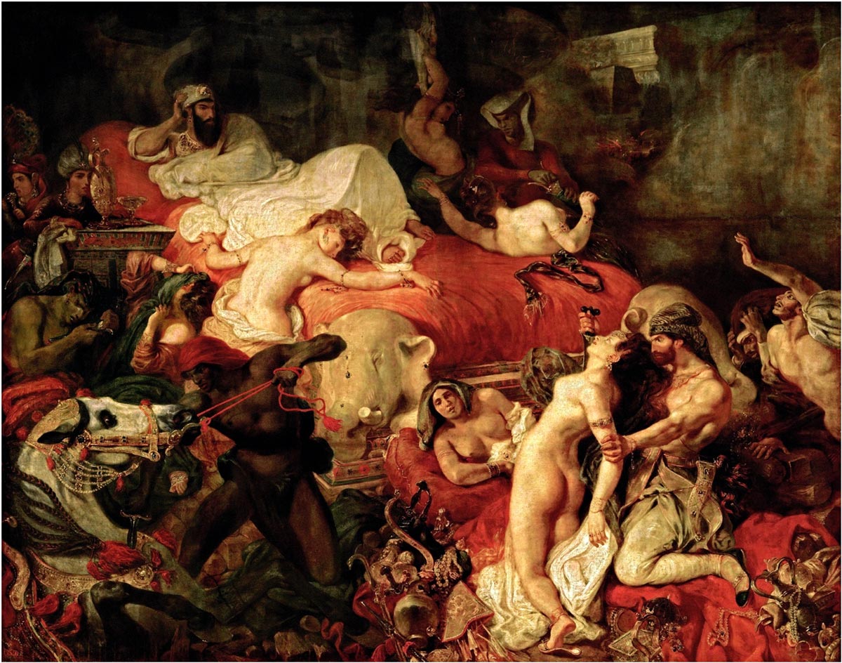 Ежен Делакруа (1827), Смерть Сарданапала, 392 см × 496 м . Лувр, Париж