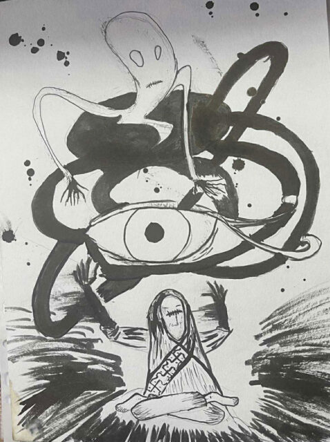 Малюнок “Берегиня”, створений 1 лютого 2024 року. З фондів Музею війни.