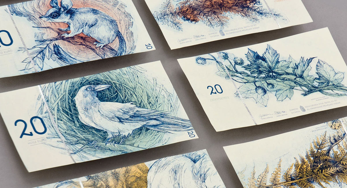 Птахи на єврових банкнотах. Поки що це лише ескізи. Таран вважає гідною ідею розмістити на грошах зображення птахів