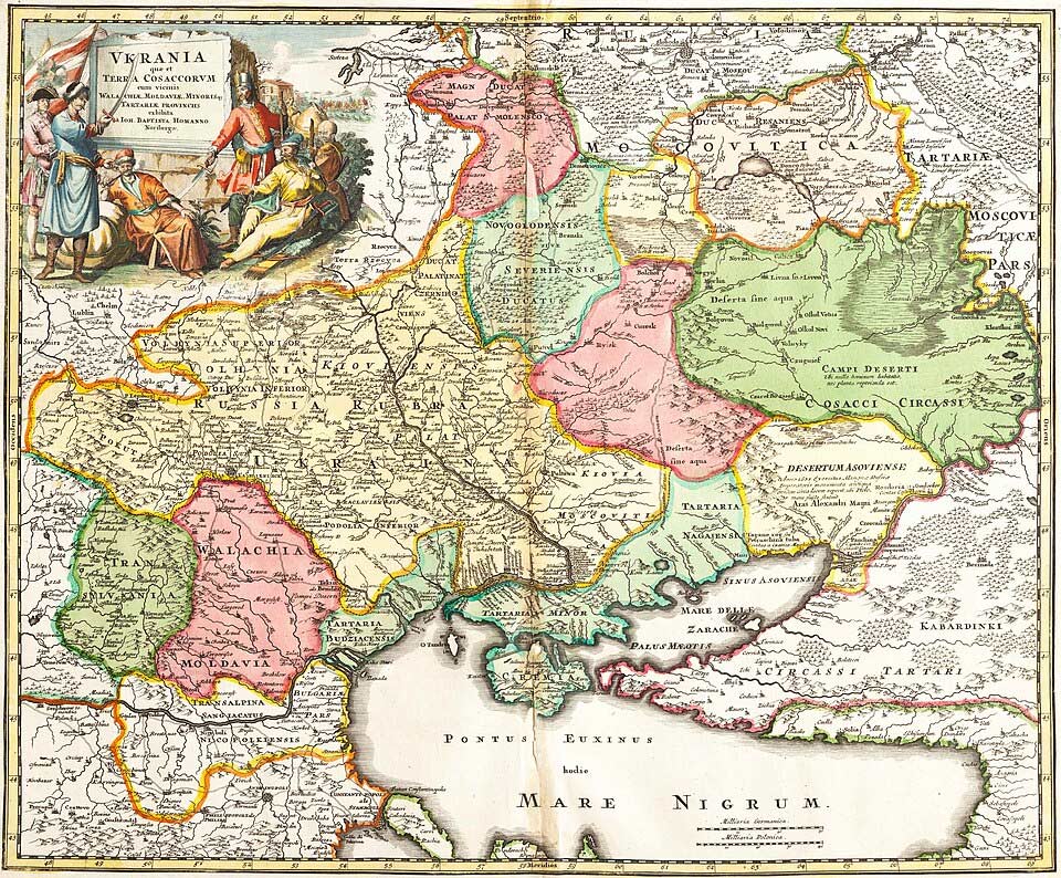 «Україна — земля козацька…», мапа України, Йоганн-Баптист Гоманн, 1720.